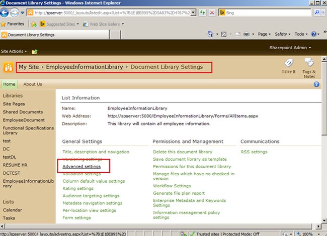 document liberary setting